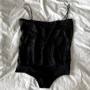 Alix Black Metallic Bodysuit. Size xs. NWT